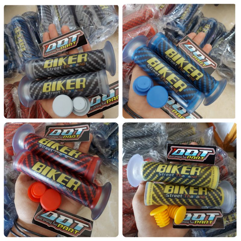 Grosir Ecer | HANDGRIP BIKER VARIASI SEPEDA MOTOR UNIVERSAL MERAH BIRU HITAM KUNING HANDFAT HANDLE G