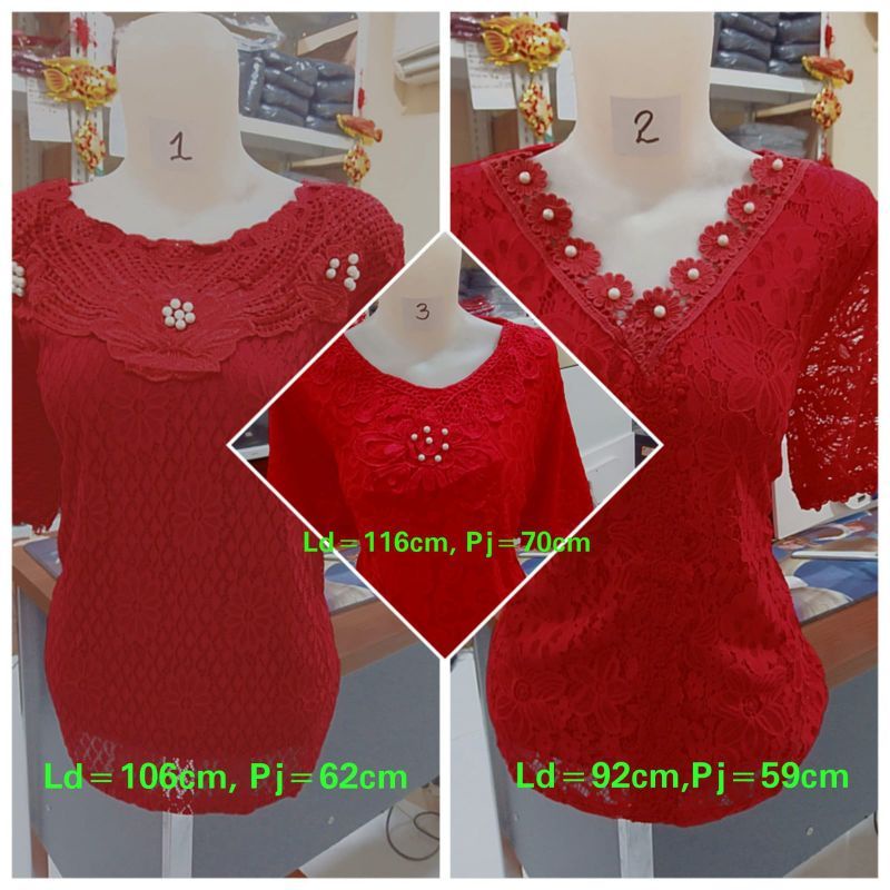 Blouse Atasan Brokat Halus Lengan Pendek