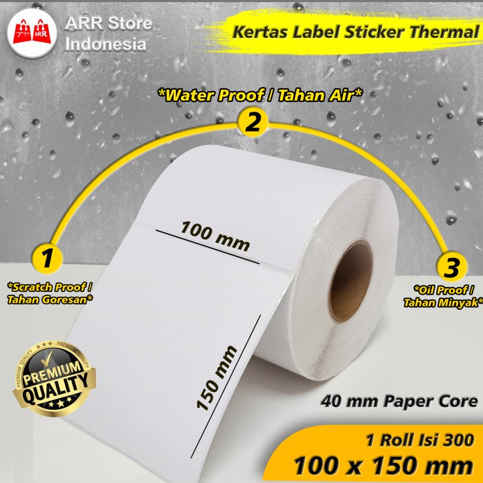 

Kertas Sticker Thermal Label Barcode Premium UK 100x150mm Isi 300 pcs