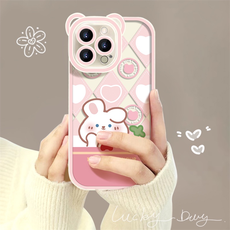 Soft Case Silikon Motif Kartun Beruang Kelinci Untuk iPhone 13 12 11 Pro Max X Xr Xs Max SE 2020 8 7 6 6s Plus