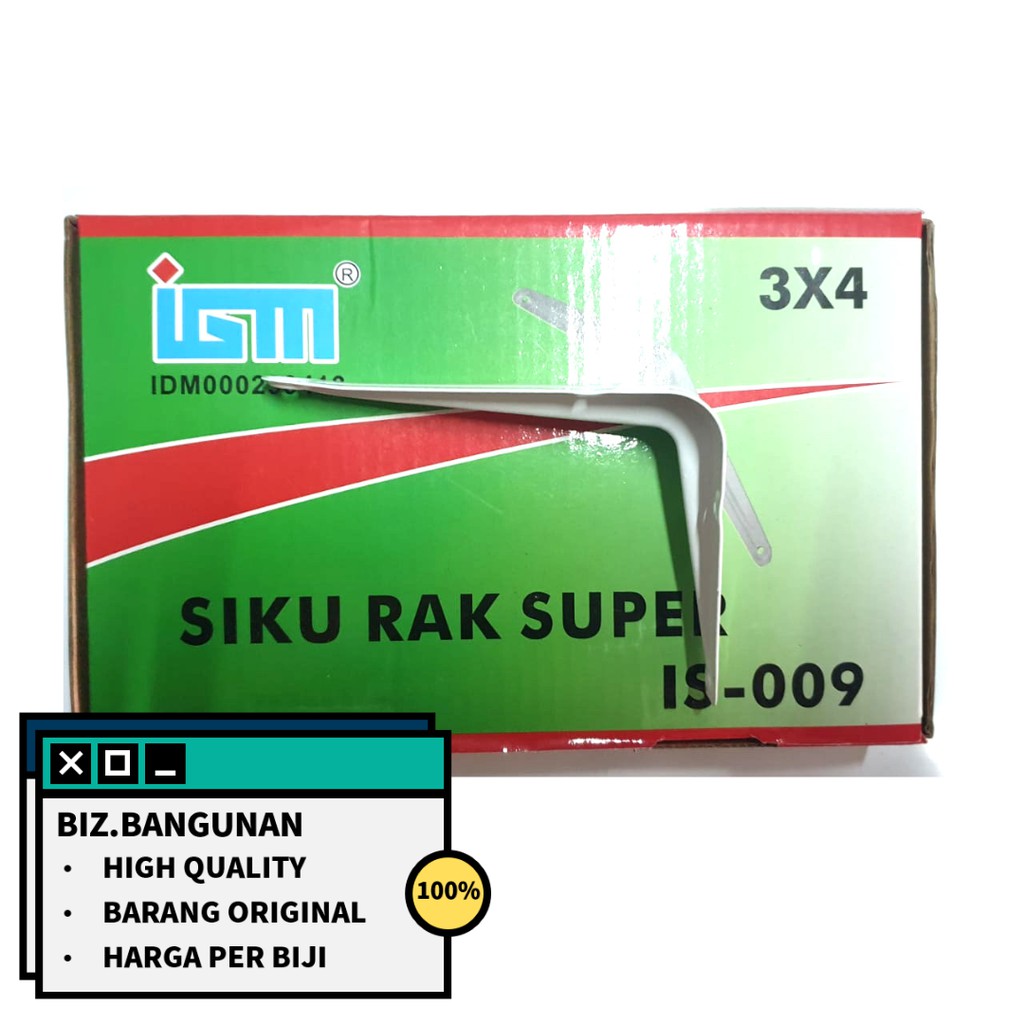 SIKU RAK IGM 3X4 PUTIH TEBAL - 7,5CM X 10XM - 3 X 4 IN