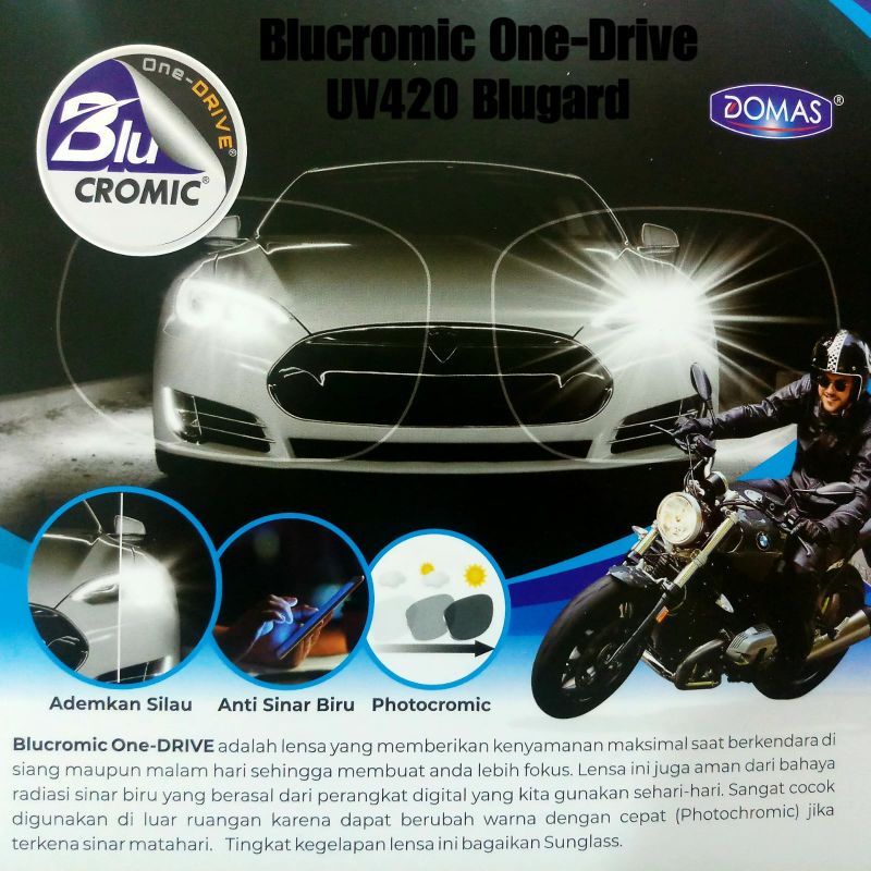 Lensa Kacamata Minus Domas Blucromic One-Drive UV420 Bluegard Coat