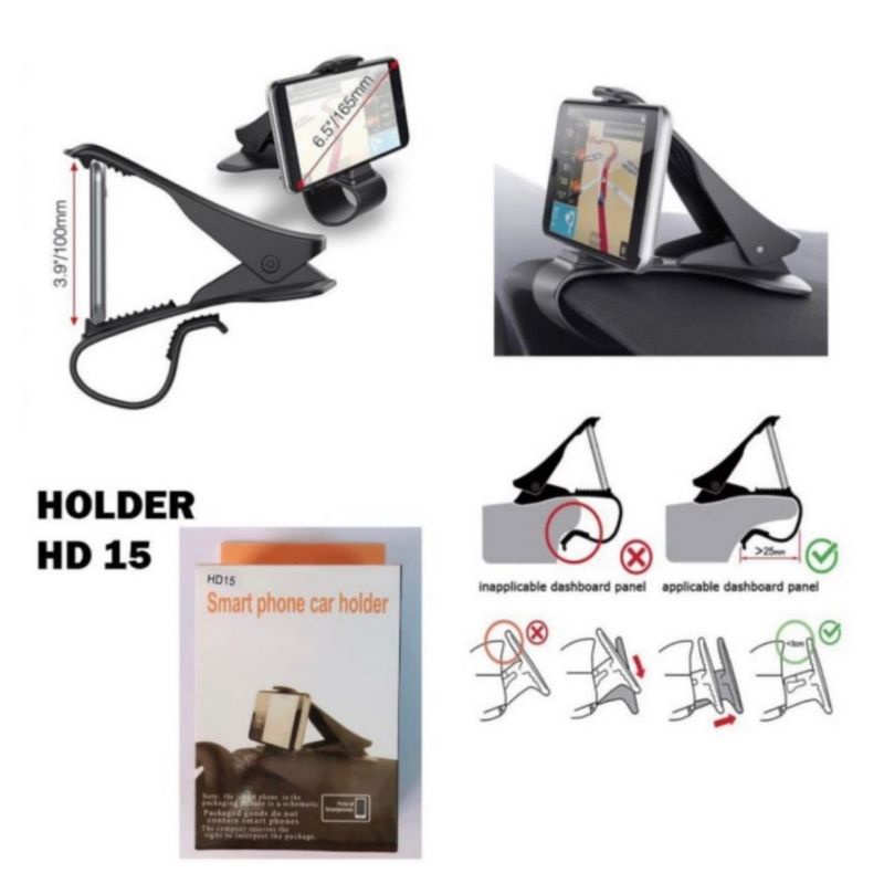 Car Holder Jepit / Dashboard Holder Hp GPS Mobil HD-15