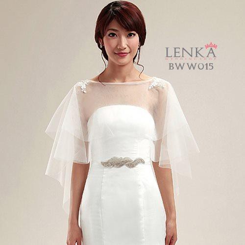 [STOK TERBATAS] AKSESORIS WEDDING PESTA BOLERO RENDA BROKAT PUTIH KOREA BWW015