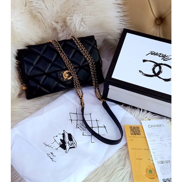 NEW CHANEL CLASSIC BLACK LAMB SKIN/ MIRROR 1:1/ WITH BOX AND NOSER/ REAL PIC