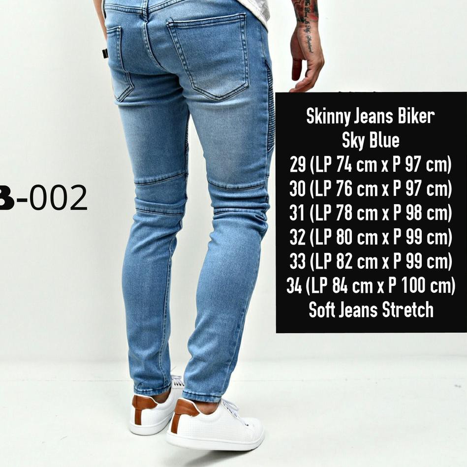 *SALE*✣ B-002 Skinny Jeans Biker Sky Blue $$