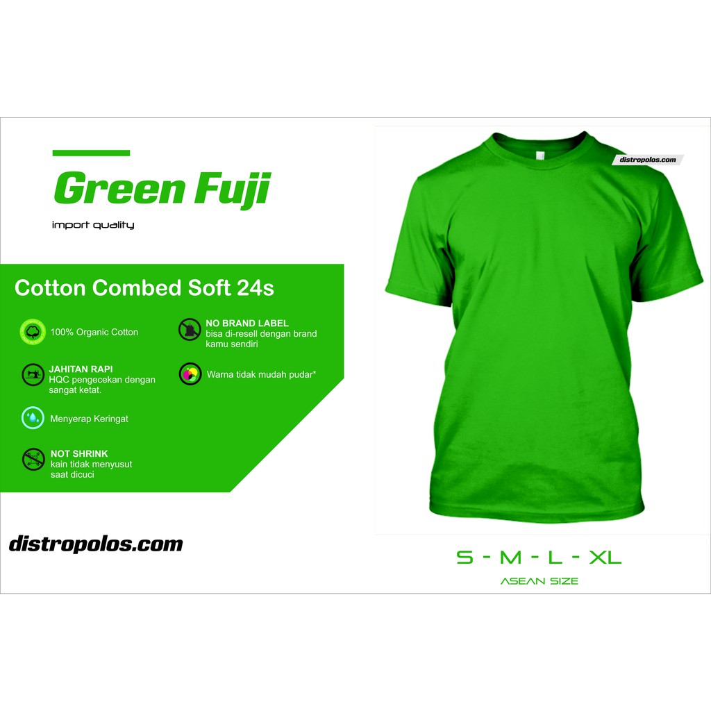 ( GREEN FUJI ) ( Hijau Fuji ) KAOS POLOS PREMIUM LENGAN PENDEK 24S