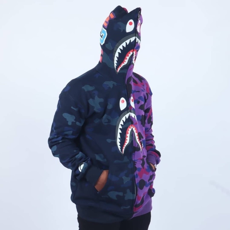 JAKET BAPE SHARK | HOODIE ZIPPER BAPE SHARK WGM FULLTAG 1:1 MIROR ORIGINAL ~ BISA COD