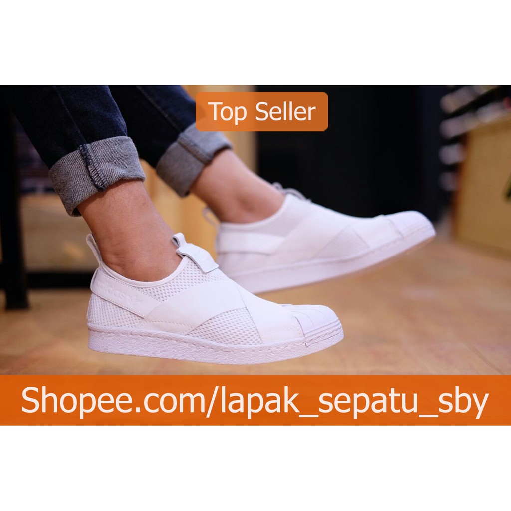 Sepatu Adidas Slip On Full White Wanita - Putih 36