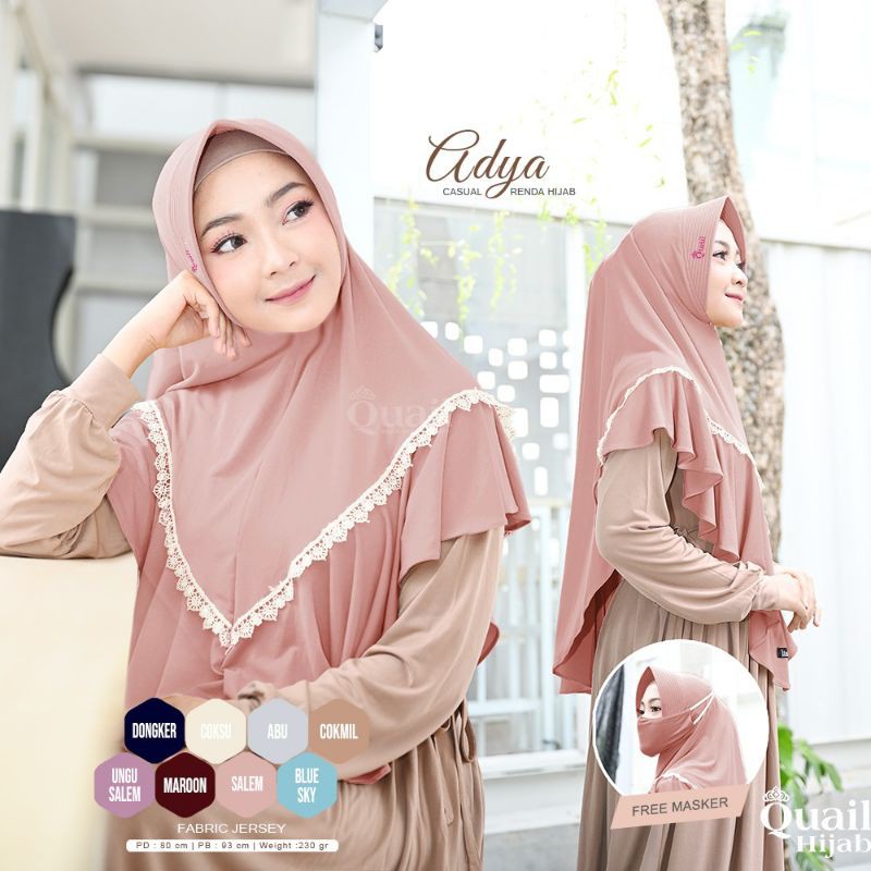 Jilbab Renda Instan Quail model ADYA