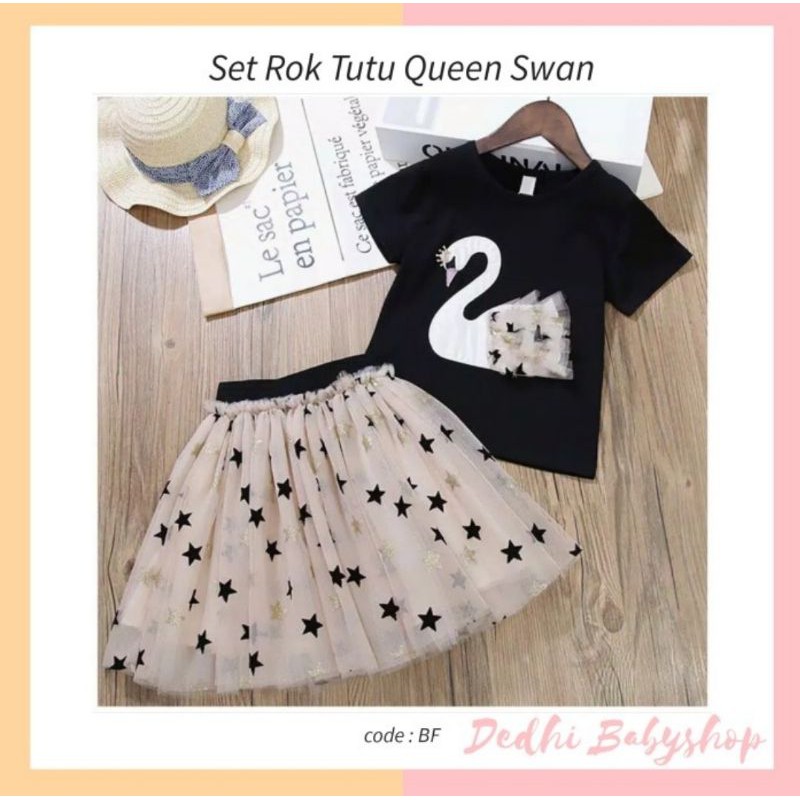 Dress Anak Rok Tutu Setelan Queen Swan Impor