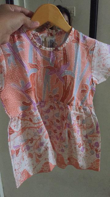 Semi Dress Anak Batik Pastel Peach