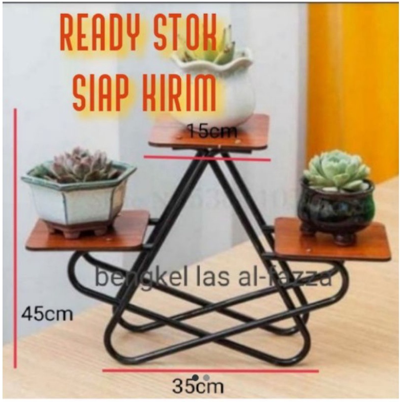 Rak pot besi / rak bunga 3 susun / standing pot besi