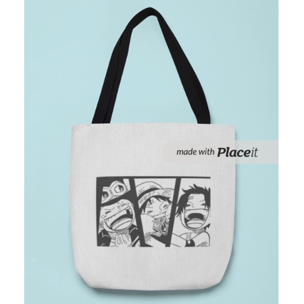 Tote bag kanvas Manga anime One Piece 3 Bersaudara
