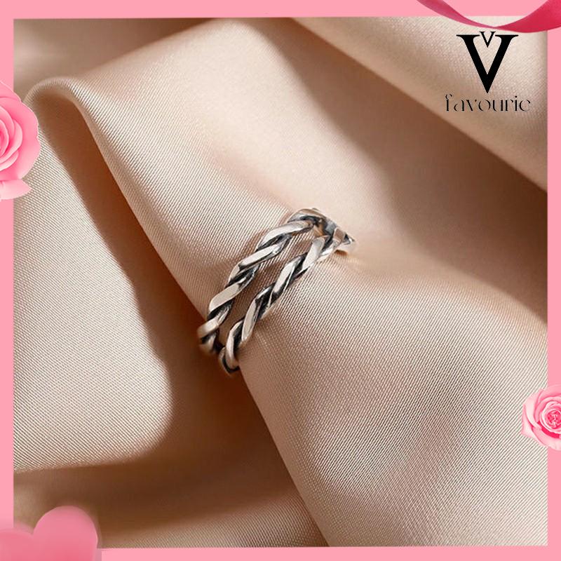 [COD]2 PCS Retro Smiley Cincin Wanita Fashion Kepribadian Pembukaan Cincin Dapat Disesuaikan-FA