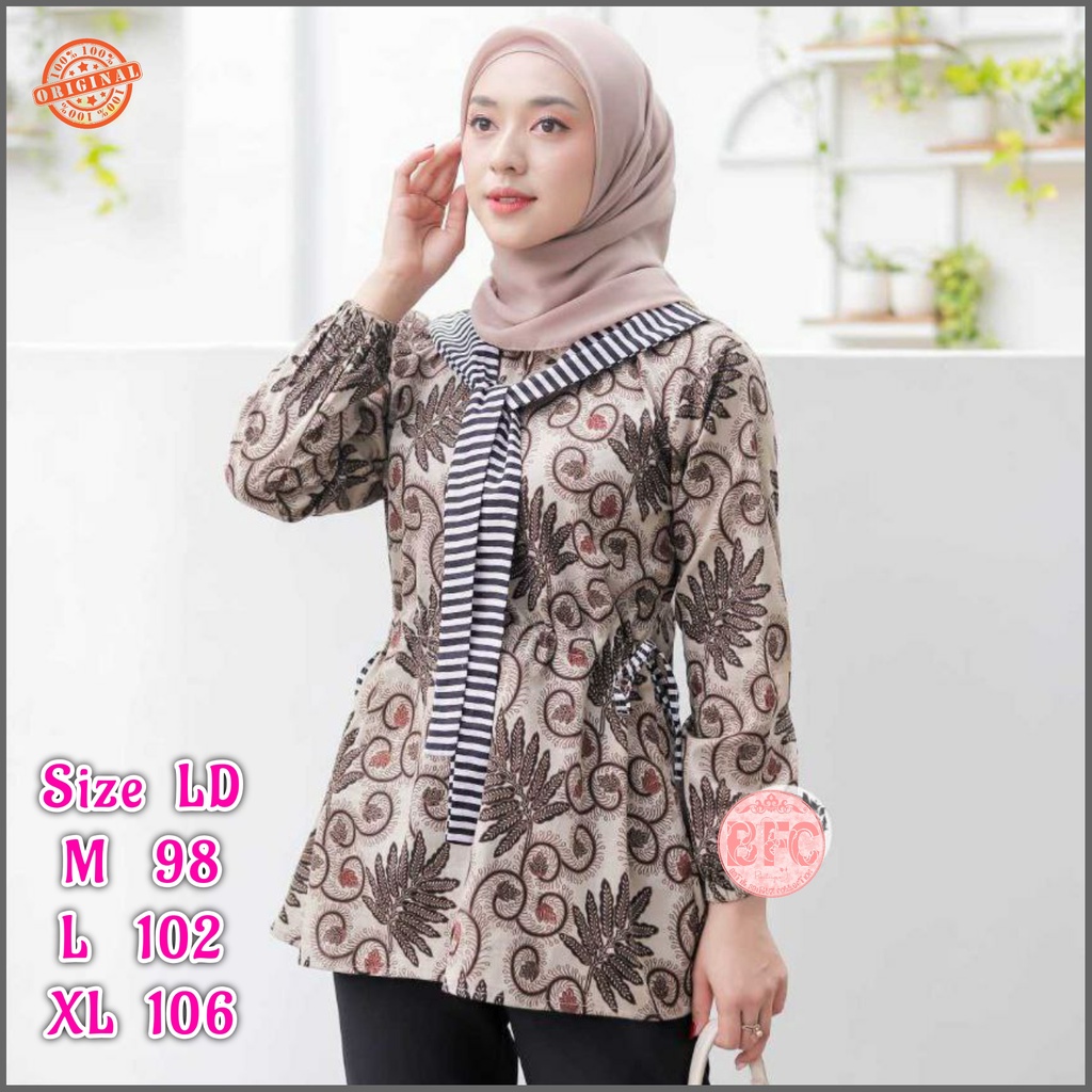 tey-17 Batik wanita ASJ SA HRB026 Kenongo Kemeja Tosca Pendek-NAORA COKLAT