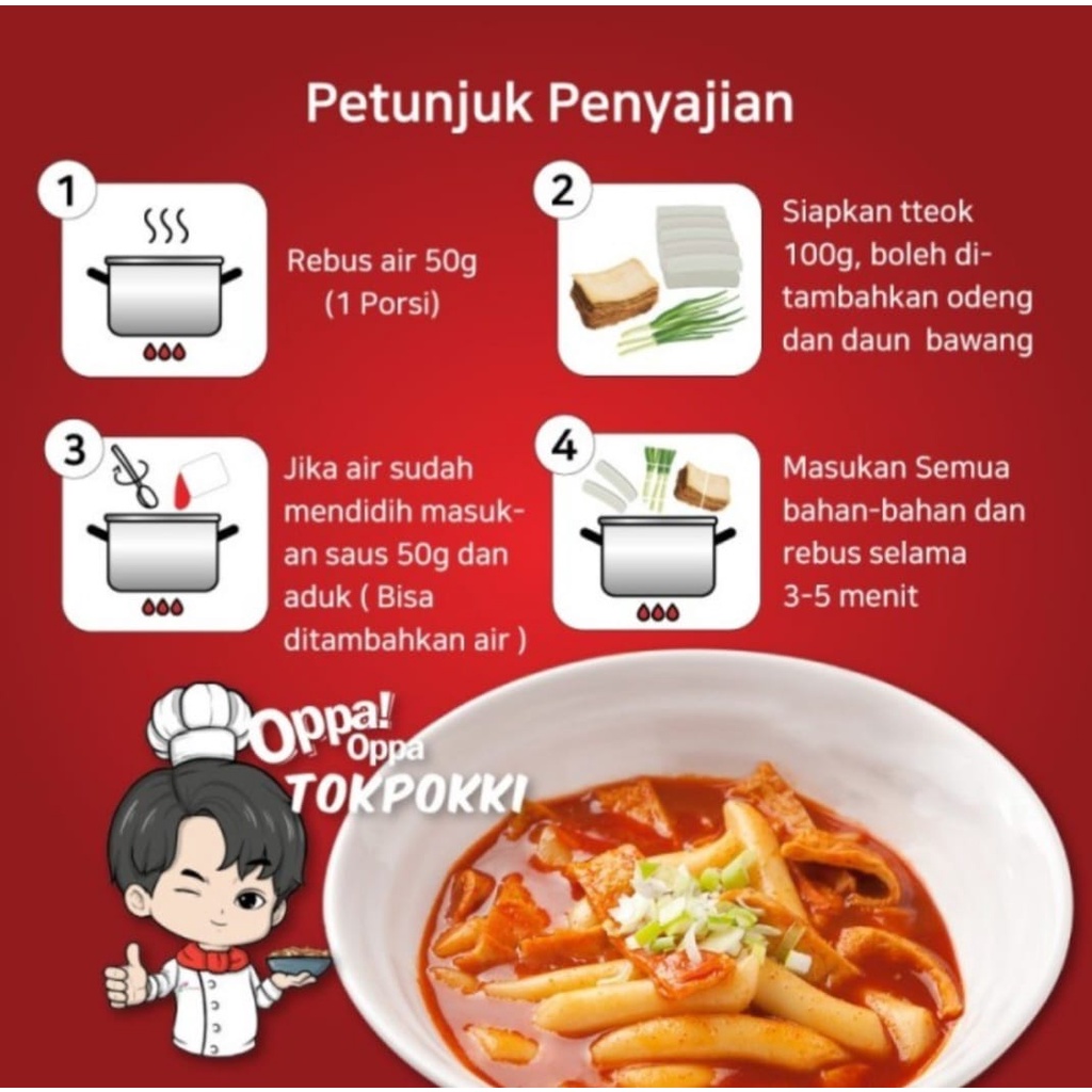 OPPA Topokki Tteokbokki Tokpokki Tokpoki Rice Cake Korea Halal 500gr