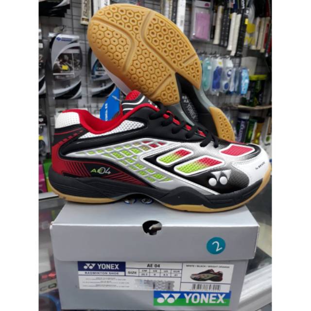 SEPATU BADMINTON YONEX ALL ENGLAND 04 - WHITE / BLACK / BRIGHT ORANGE  -  ORIGINAL