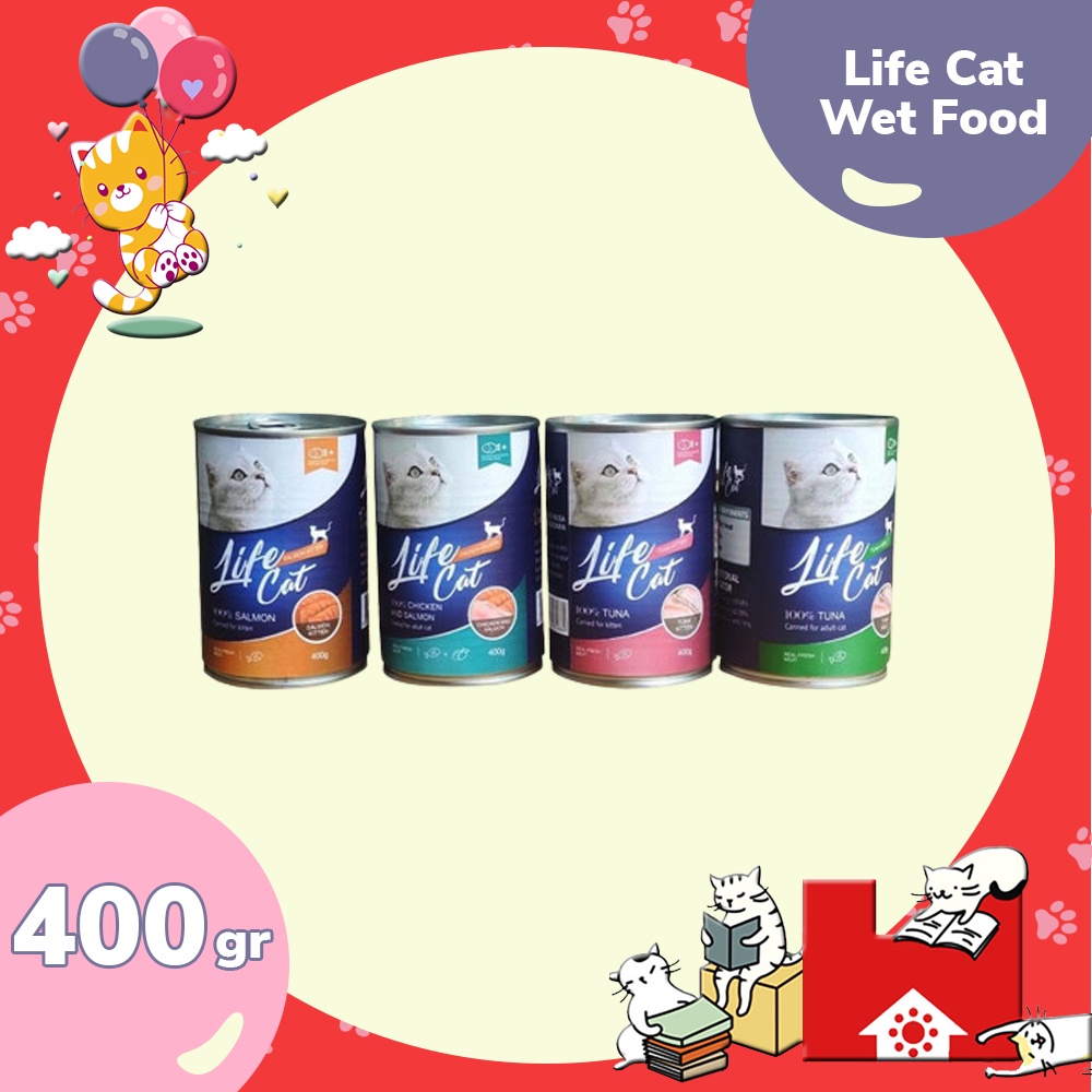 Lifecat kaleng 400gr Kitten &amp; Adult - Makanan Kucing Basah Life Cat Kaleng 400 gr