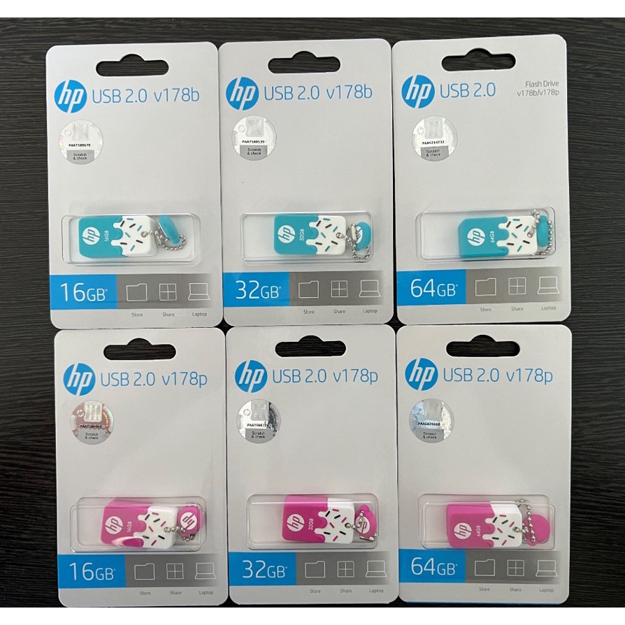 Flashdisk HP v178 16GB 32GB 64GB USB 2.0 Karet Biru / Merah