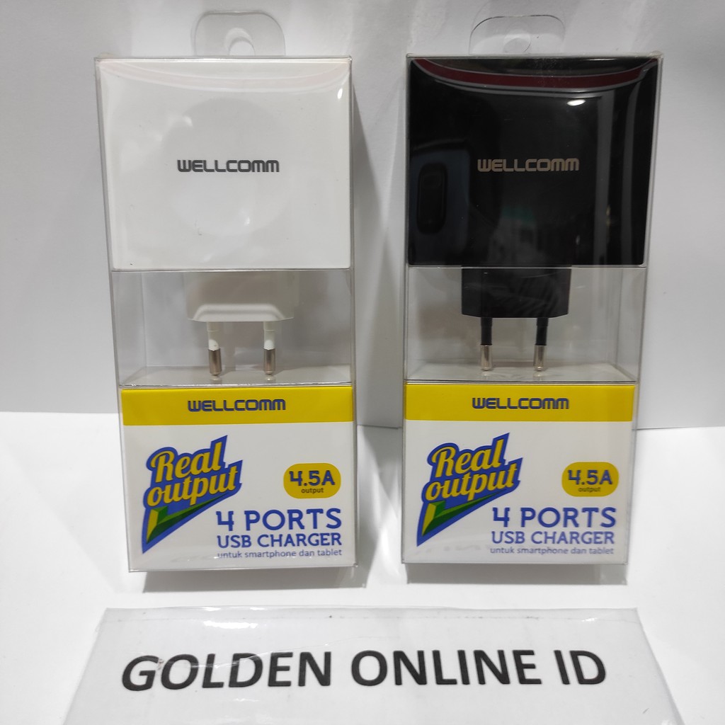 Adaptor Charge 4 Port usb WELLCOMM 4.5Ampere Kepala Charger travel Charger