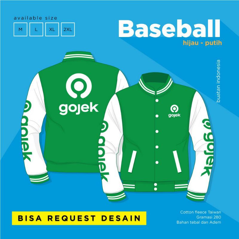 Jaket Baseball Gojek - CUSTOM