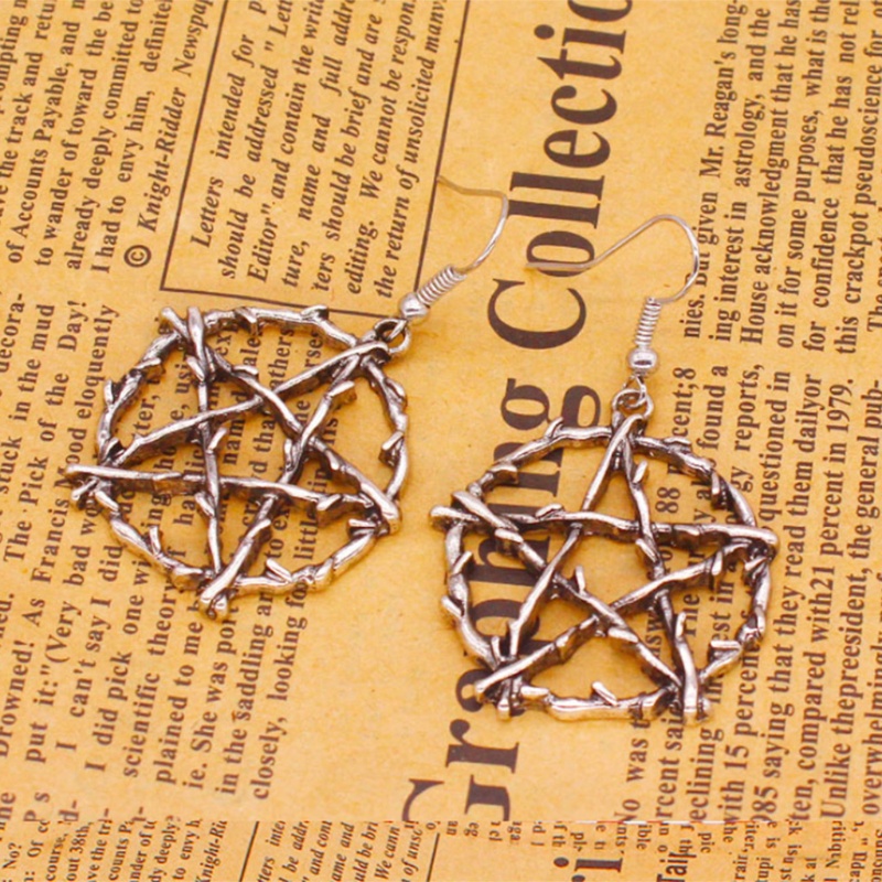 SIY  Trendy Big Round Pentagrams Drop Earrings for Women Silver Circle Dangle Earrings Pendientes Punk Party Jewelry Gifts