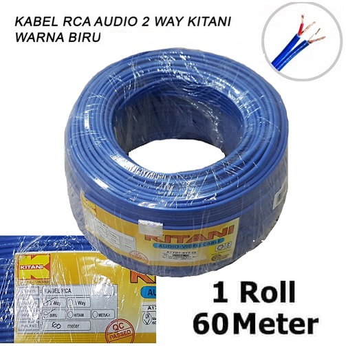 Kabel RCA 2 jalur 2-2 Audio Video KITANI 2R2 2RCA 2 Way 1 Roll 60 Meter Tembaga Murni Audio Speaker Home theater