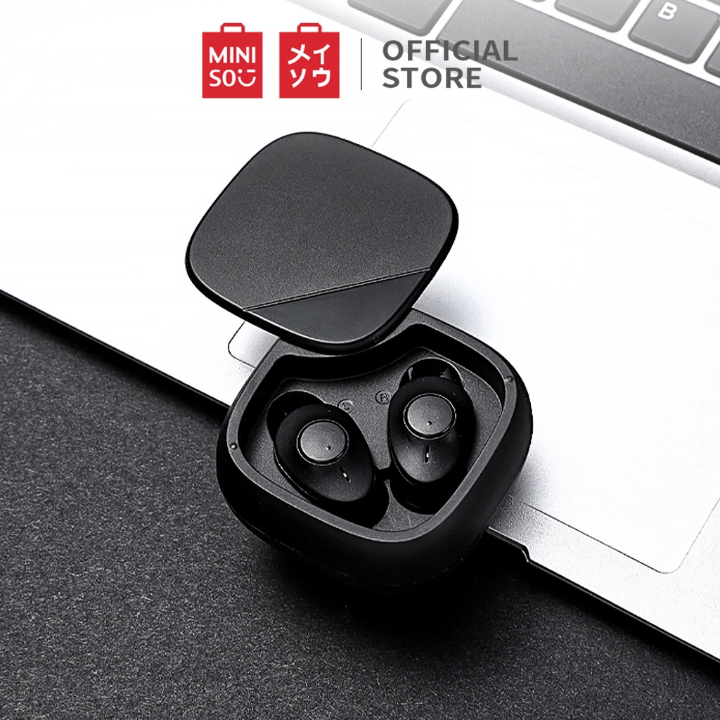 [New Product] Miniso Official Headset Bloetooth HD TWS Headphone True Wireless Earphone Noise Cancelling Stereo Mini Earbuds In-ear MiniSounds  TWS Headset M1 Screw Cap-Hitam