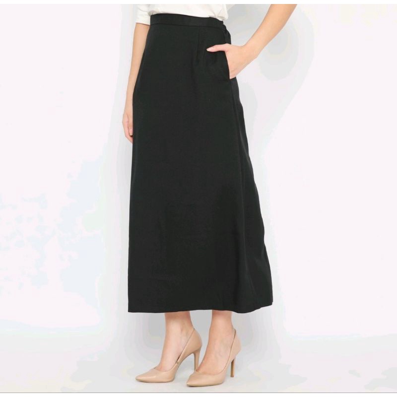 ROK HITAM KANTOR WANITA/ROK PANJANG HITAM / ROK BAHAN HITAM/ROK MAGANG BAHAN BAGUS NYAMAN D PAKAI