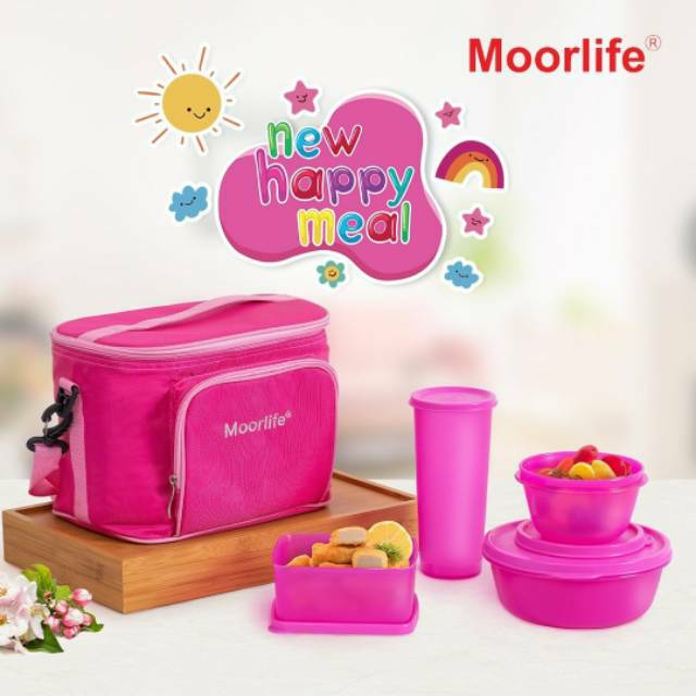 Promo Moorlife Happy Meal lunchbox set/lunch box/bekal makan set/anti tumpah /anti bocor