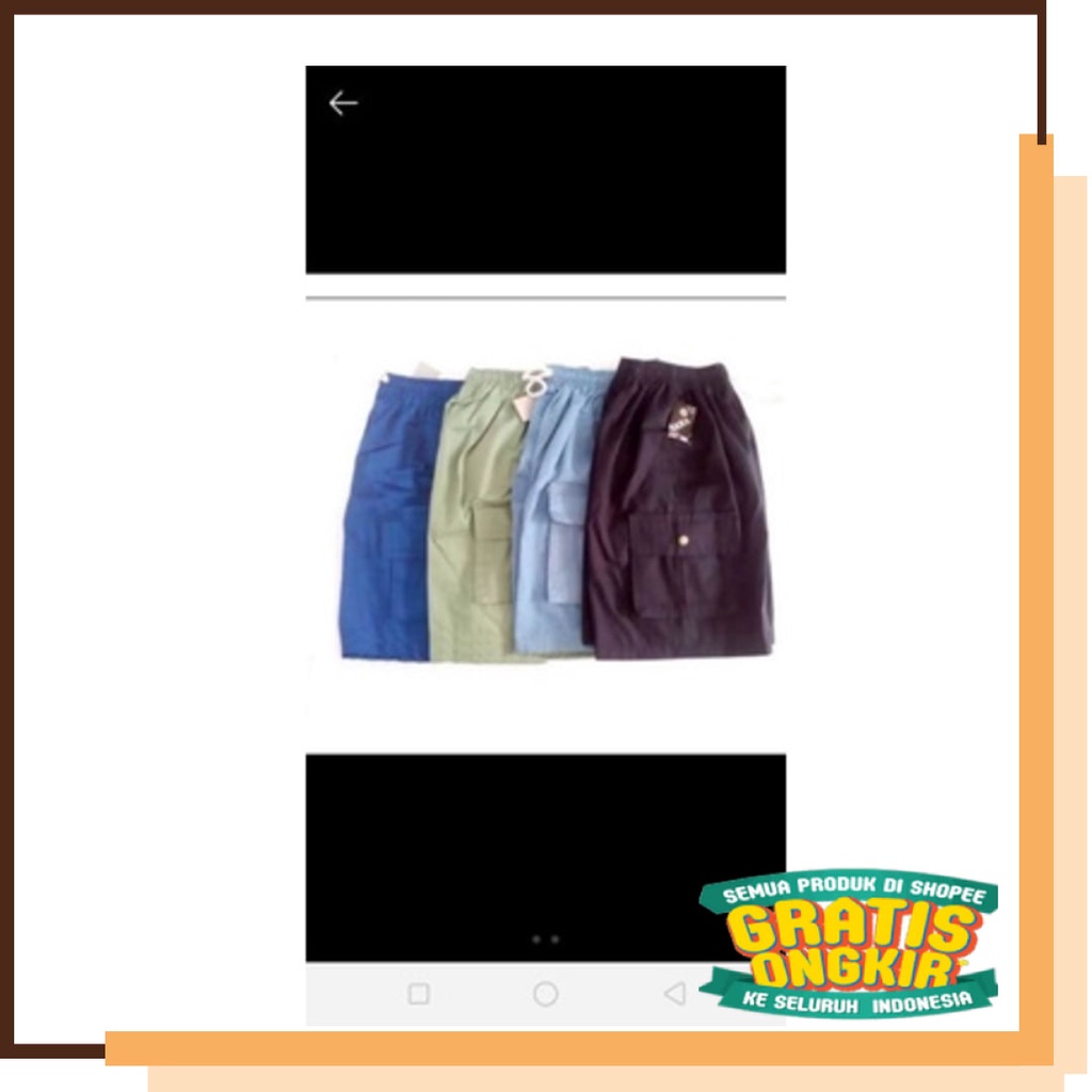 Warna Hitam Biru abu Grey MUda Gelap Pink Hijau Oren Merah / Celana Pendek Color Cargo kain Dewasa C