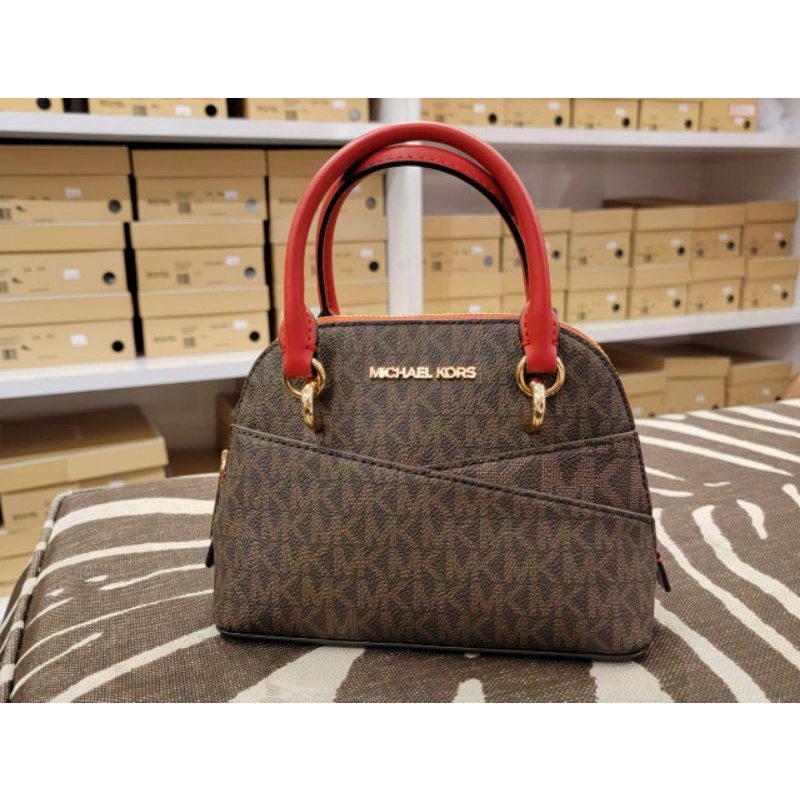 tas Michael Kors jet set xs dome satchel sign brown