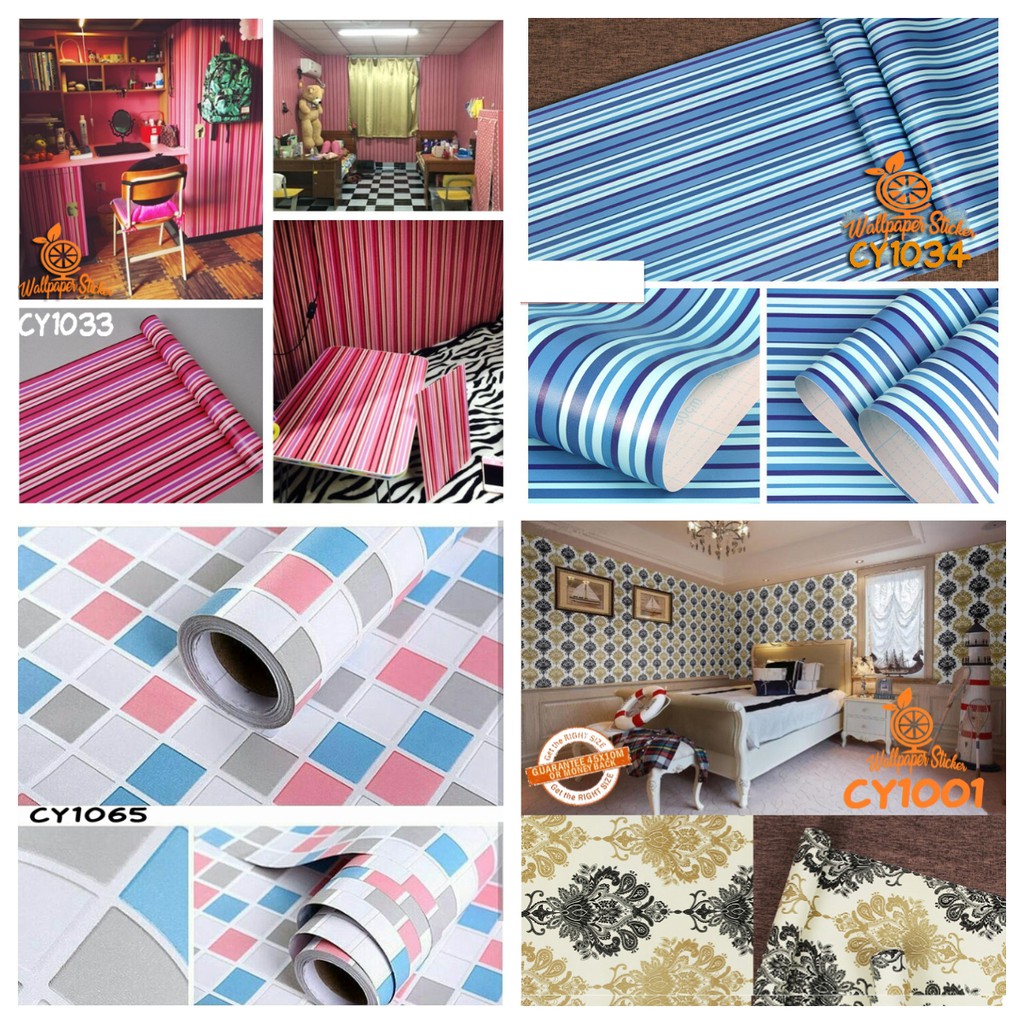 Wallpaper Dinding kamar tidur kode CY Ukuran 45Cm X 9m Sticker Dinding Free Perekat wallpaper dinding polos Tinggal Tempel