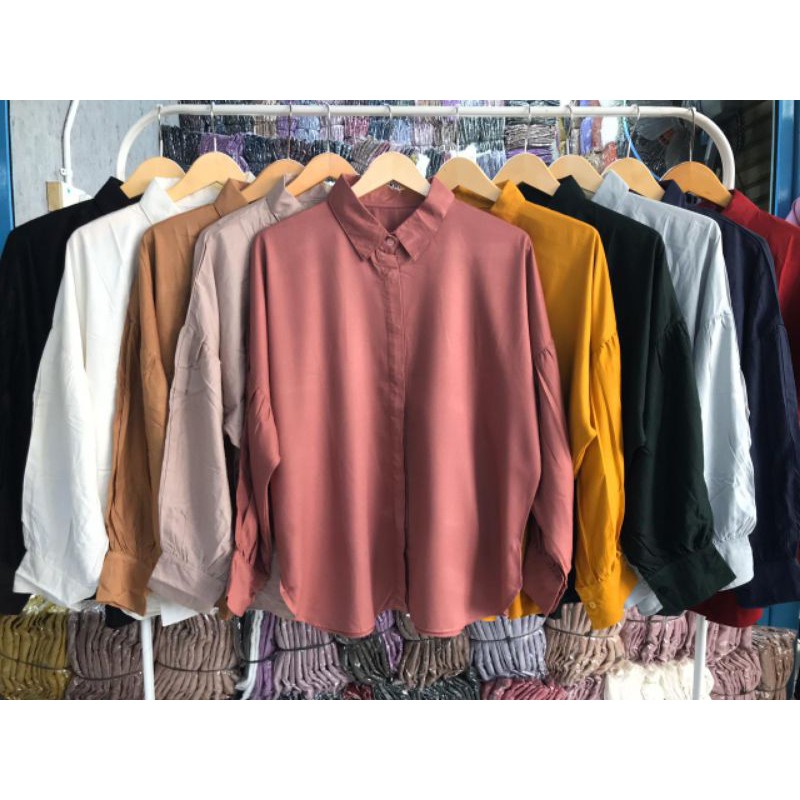 kemeja polos//kemeja rayon//rayon polos//atasan wanita//kemeja wanita//kemeja kantor