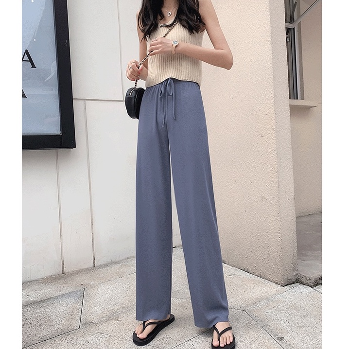 UNINICE Celana kasual wanita /model pinggang tinggi /potongan lurus longgar/CELANA KOREA/Celana Anti Kusut/Loose Pants Trousers Wanita/Celana Kantor Formal/celana training wanita/celana harian wanita/celana kantor wanita