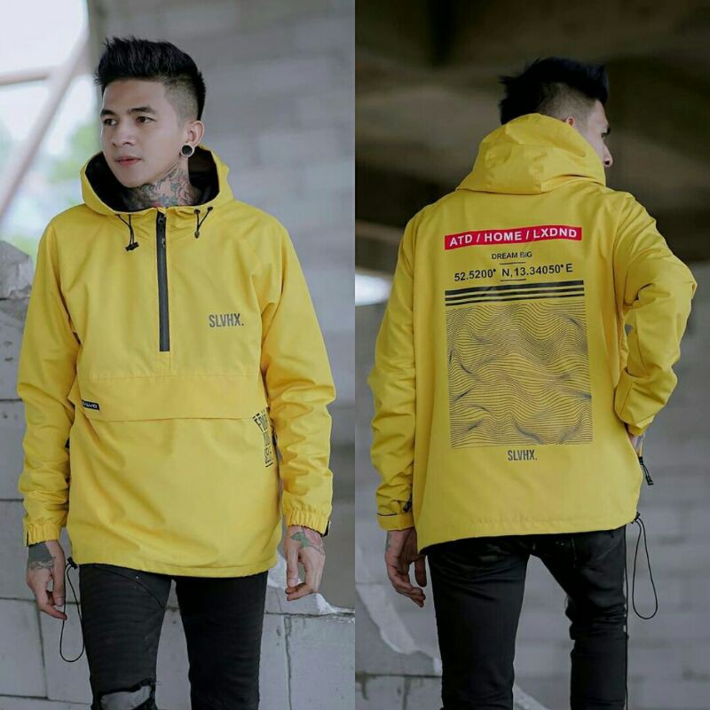 Jaket Cougle Dream Big Jaket Parasut Jaket Outdoor Jaket Pria Jaket Salviohexia Kuning