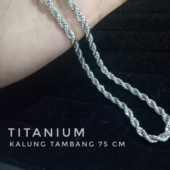 Kalung Tambang Pria Titanium Silver -Kalung titanium pria-Kalung pria-Kalung anti karat