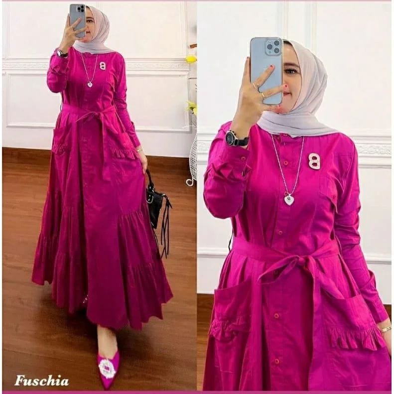 Baju Wanita Kekinian Talia Dress Katun Rayon Baju Lengan Panjang Wanita Busui Friendly Long Dress Muslim Gamis Jumbo