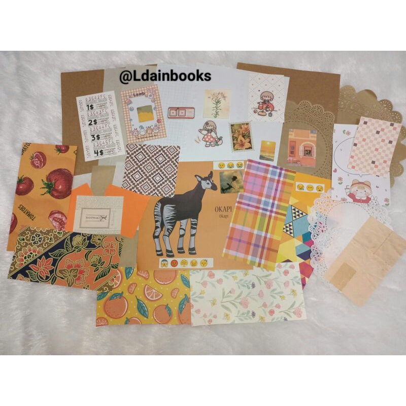 

Journal Kit Orange/Jurnal Kit Oren/Jingga Papers and Stikers Aesthetic Cute 35+++