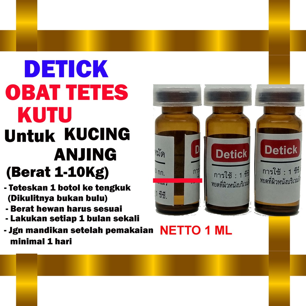 OBAT KUTU TETES DETICK UNTUK KUCING ANJING KELINCI HEWAN 1-10 KG OBAT KUTU AMPUH DETICK  THAILAND