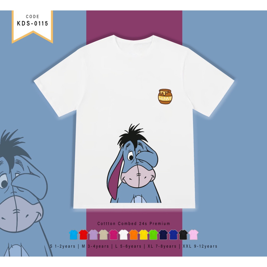 T-SHIRT KIDS / KAOS ANAK-ANAK BERGAMBAR EEYORE / CUSTOM TEE / MURAH