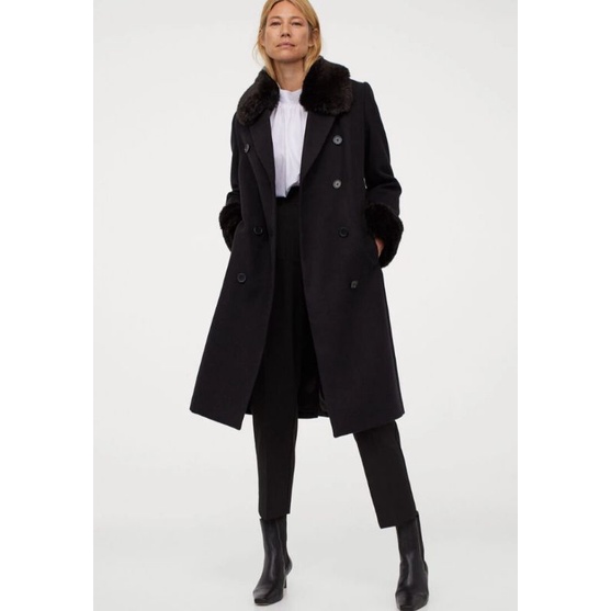 H&M Faux fur trimmed coat