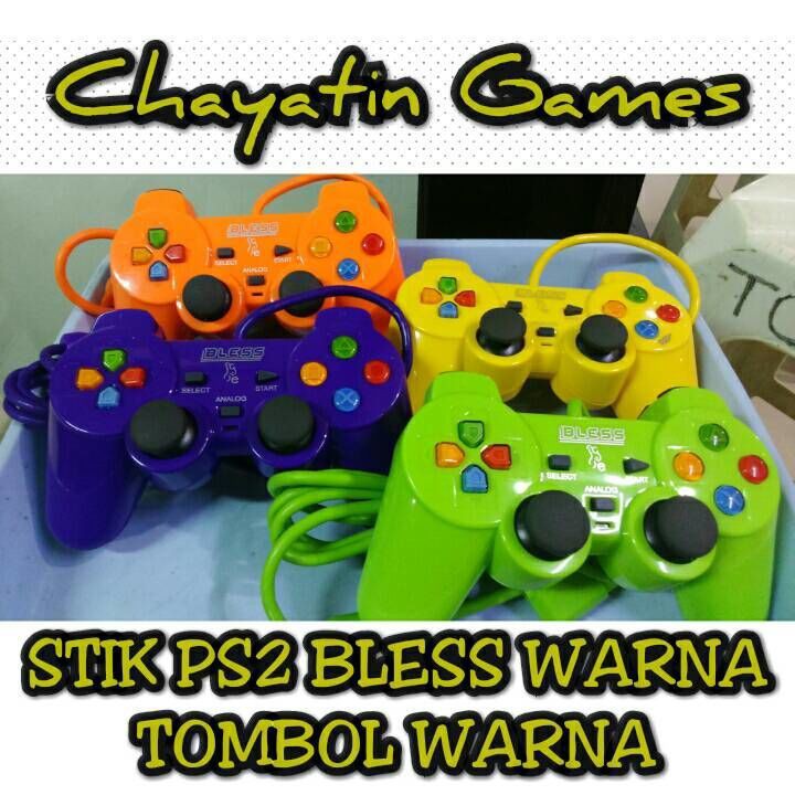 STIK PS2 BLESS TOMBOL WARNA KABEL SERAT (ORI PABRIK)