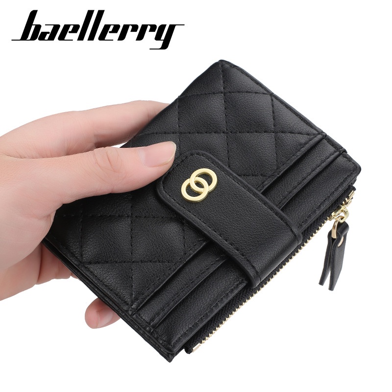 [BISA COD] BAELLERRY NR063 Dompet Wanita Kecil Dompet Pendek Lipat Dompet Kartu Wanita Bahan Kulit PU Leather Premium