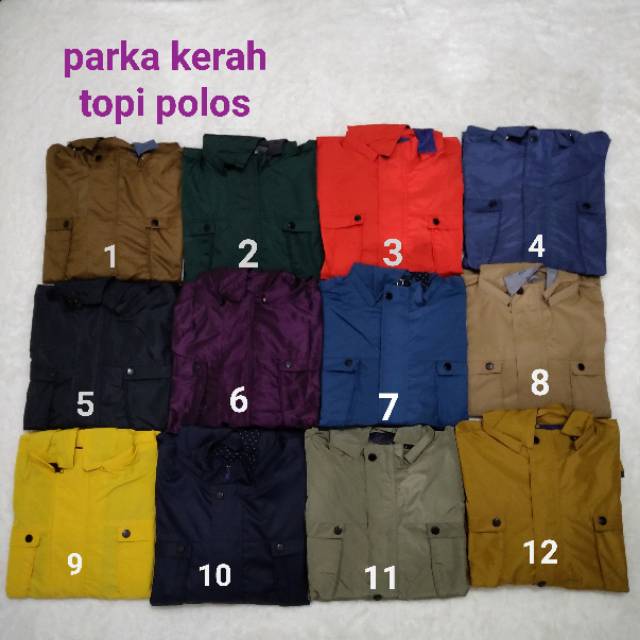 Parka korea parasit biasa(topi gak bisa dilepas) dan parka kerah(topi bisa dilepas)