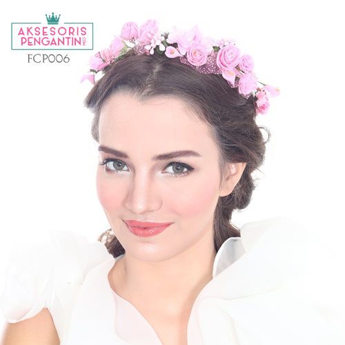 [PALING LARIS] BANDO BUNGA AKSESORIS RAMBUT WANITA FLOWER CROWN PINK FCP006