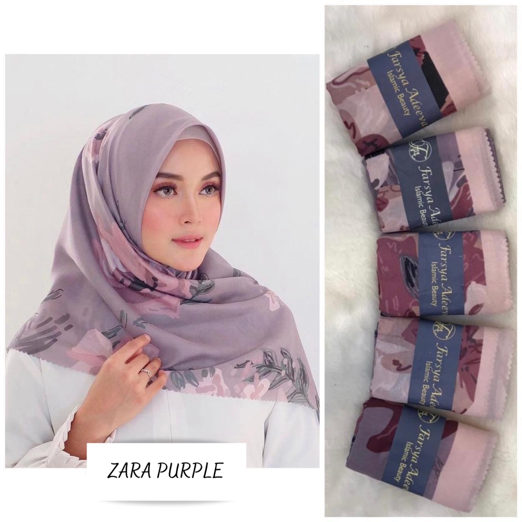 COD PROMO DENAY KW HIJAB SEGIEMPAT VOAL MOTIF / JILBAB DEENAY KW MOTIF TERMURAH-ZARA PURPLE