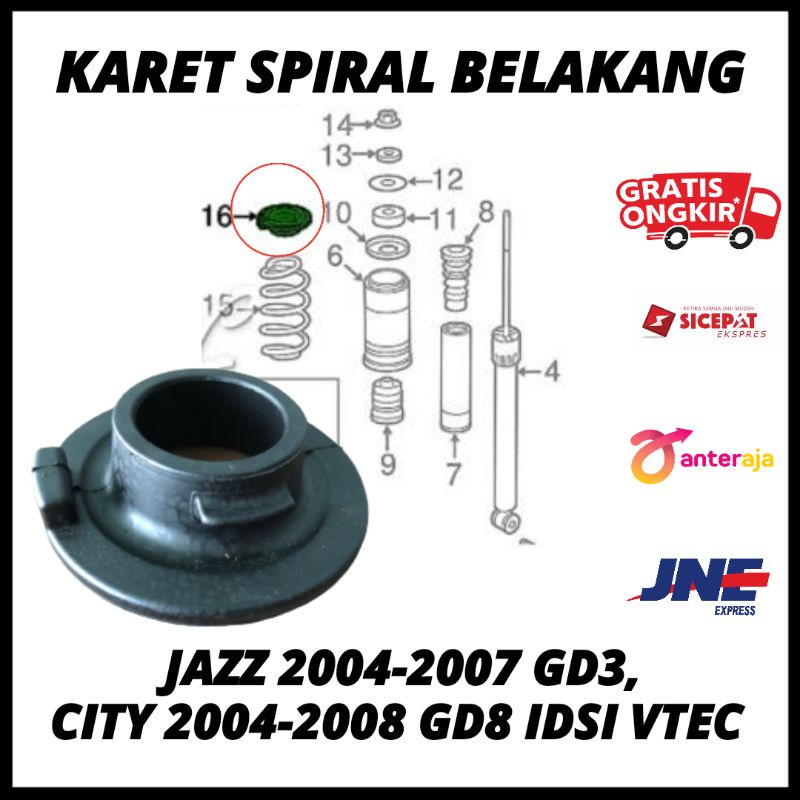 Karet Spiral Per Belakang Jazz 2004 2005 2006 2007, Jazz GD3, City 2004 2005 2006 2007 2008, City GD