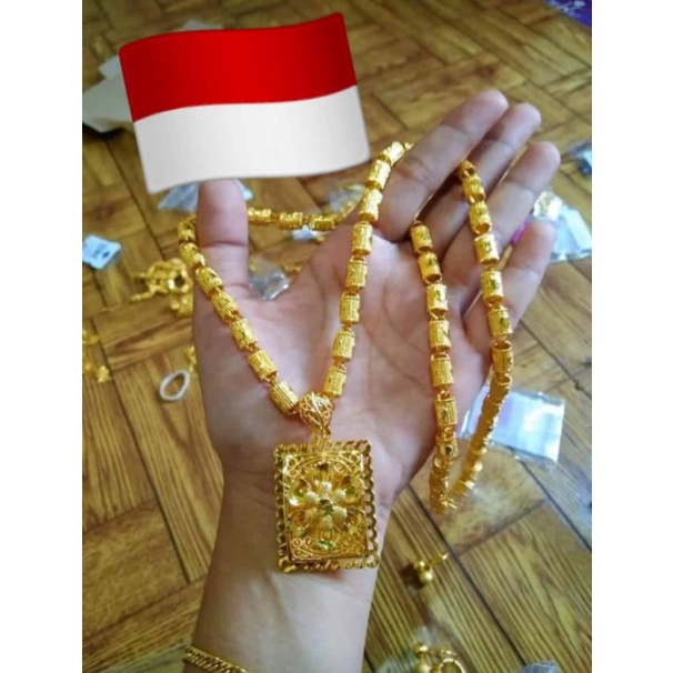 Kalung Bambu Lapis emas + Liontin